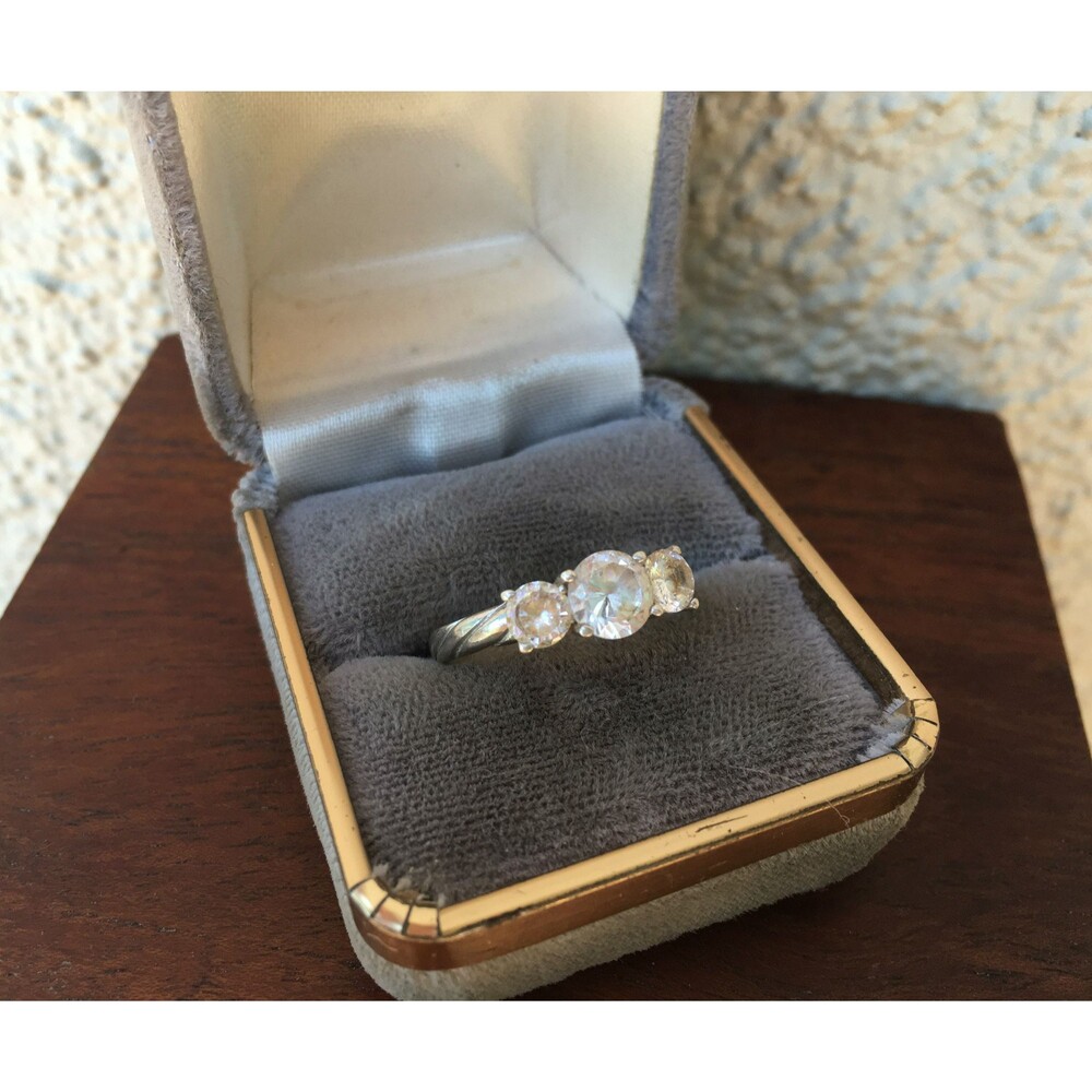 Cocktail Ring w/ Cubic Zirconia Sterling Silver Size 8 1/4